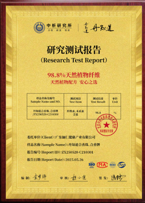 合香珠牌成分检测报告